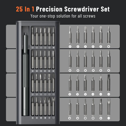 KATERK 25-In-1 Precision Screwdriver Set, Magnetic Small Screwdriver Set, Mini Repair Tool Kit for Phone, Computer, Watch, Laptop, Ring Doorbell, Eyeglass, Electronic, Prefect Gift for Men