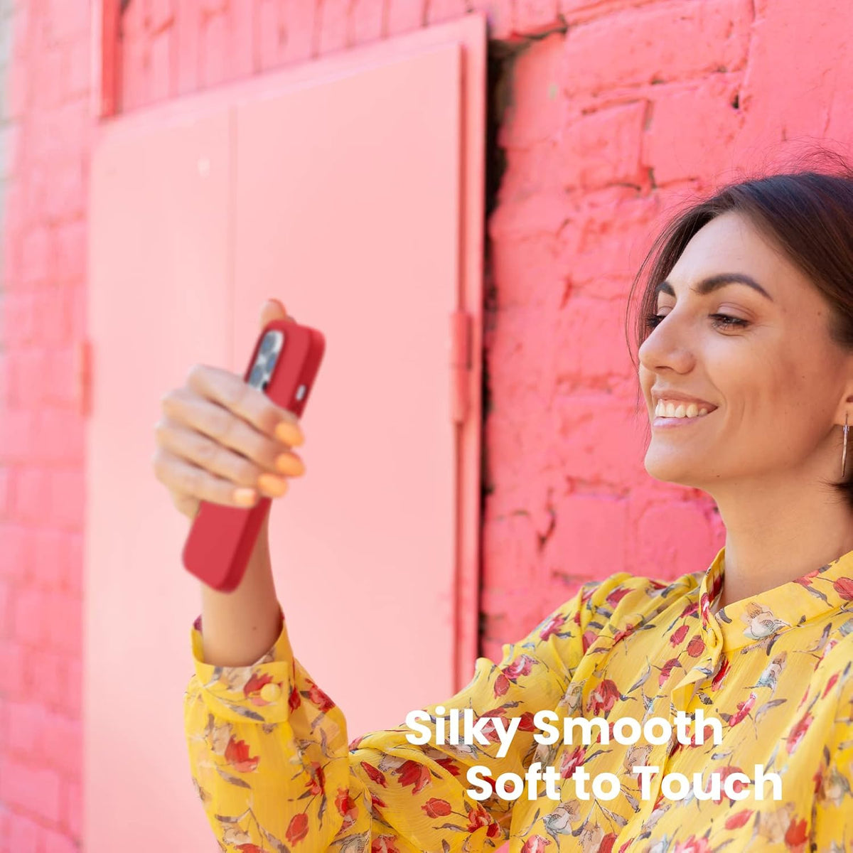 Shockproof Liquid Silicone Designed for Iphone 13 Pro Case Gel Rubber Comprehensive Protection Anti-Shock Cover Case Drop Protection 6.1Inch-Red