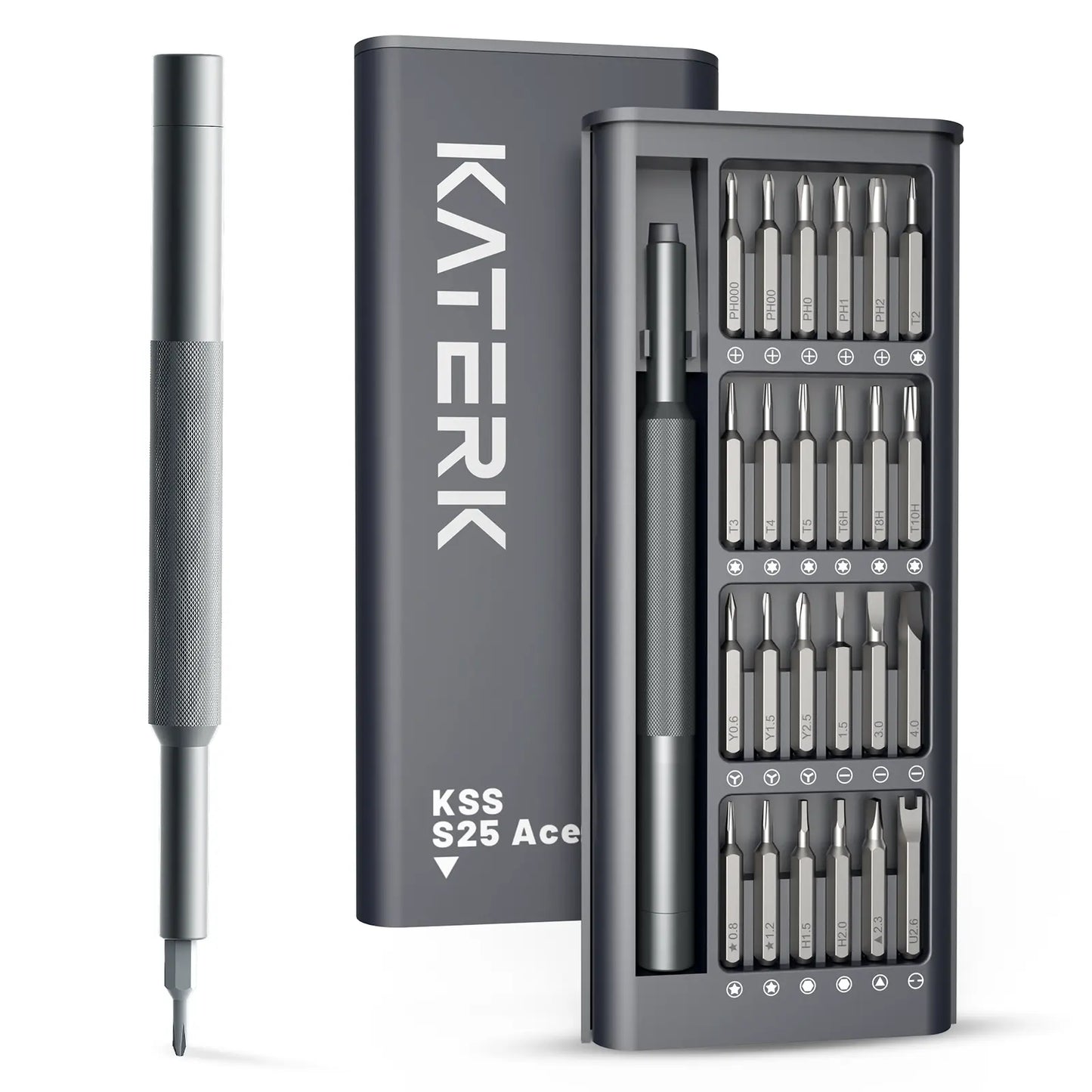 KATERK 25-In-1 Precision Screwdriver Set, Magnetic Small Screwdriver Set, Mini Repair Tool Kit for Phone, Computer, Watch, Laptop, Ring Doorbell, Eyeglass, Electronic, Prefect Gift for Men