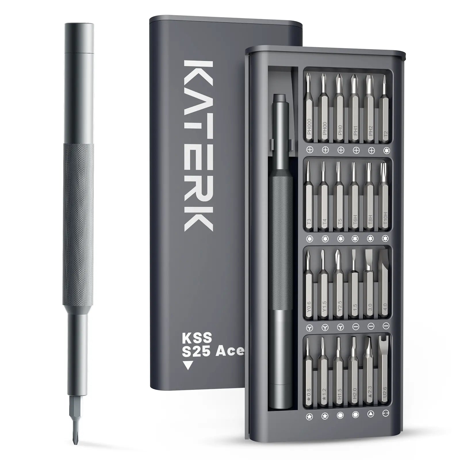 KATERK 25-In-1 Precision Screwdriver Set, Magnetic Small Screwdriver Set, Mini Repair Tool Kit for Phone, Computer, Watch, Laptop, Ring Doorbell, Eyeglass, Electronic, Prefect Gift for Men