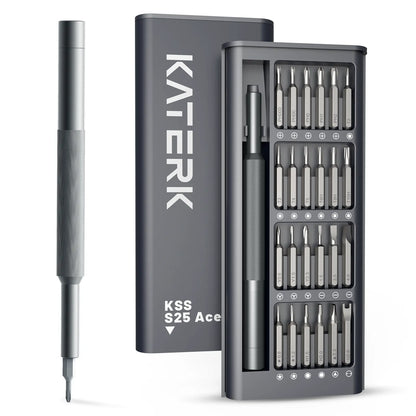 KATERK 25-In-1 Precision Screwdriver Set, Magnetic Small Screwdriver Set, Mini Repair Tool Kit for Phone, Computer, Watch, Laptop, Ring Doorbell, Eyeglass, Electronic, Prefect Gift for Men