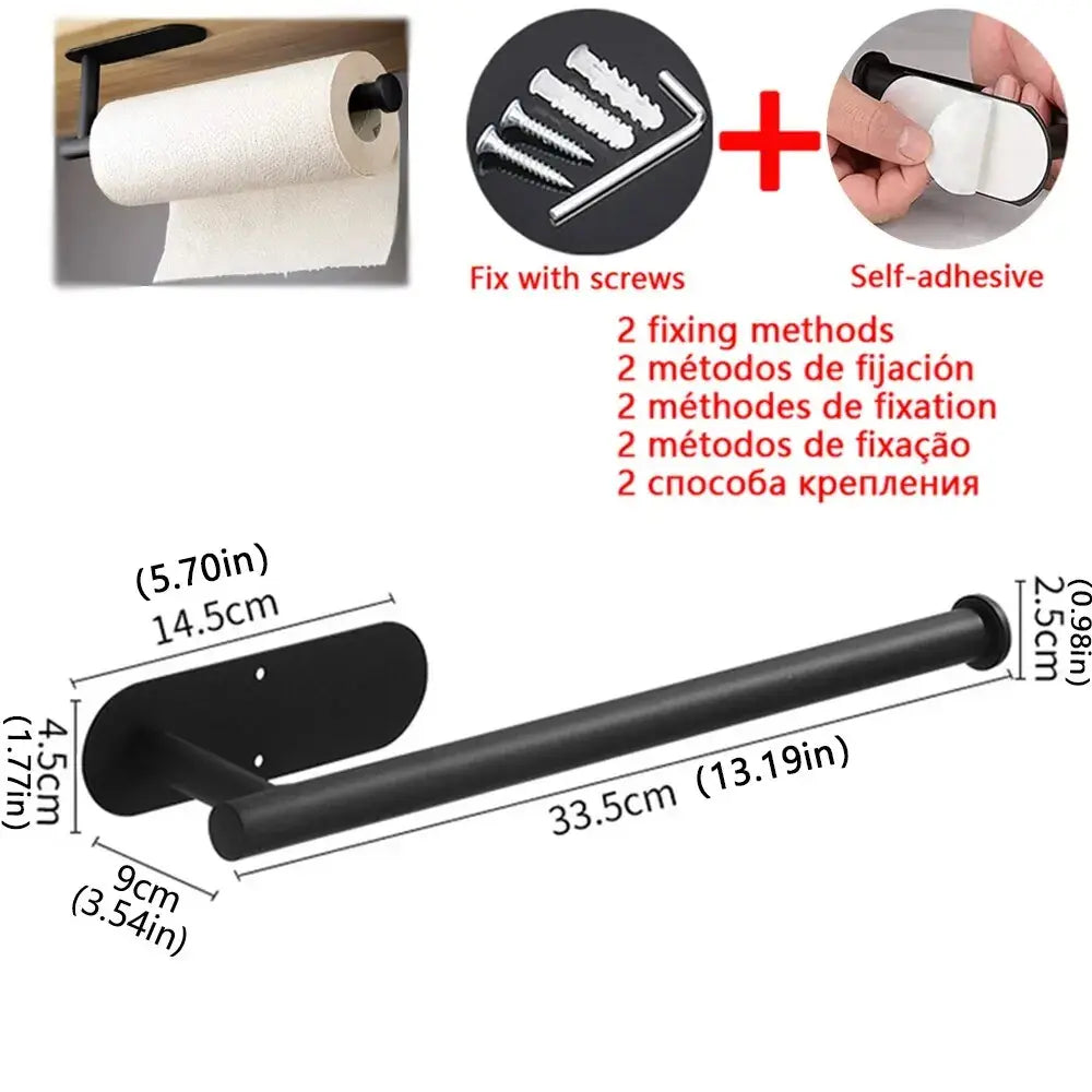 Paper Towel Holder——Easy-Install Toilet Paper Holder Self-Adhesive No-Drill Wall Mounted Stainless Steel Paper Roll Holder for Bathroom & Kitchen