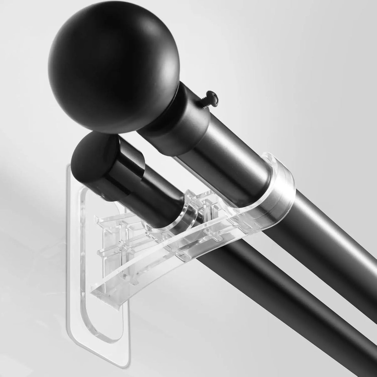 6-Pack Double Curtain Rod Bracket, Adhesive No Drilling Curtain Rod Holders, Double Brackets Stick Nail Free No Drill Curtain Hangers Hooks for Living Room, Bathroom, Kitchen