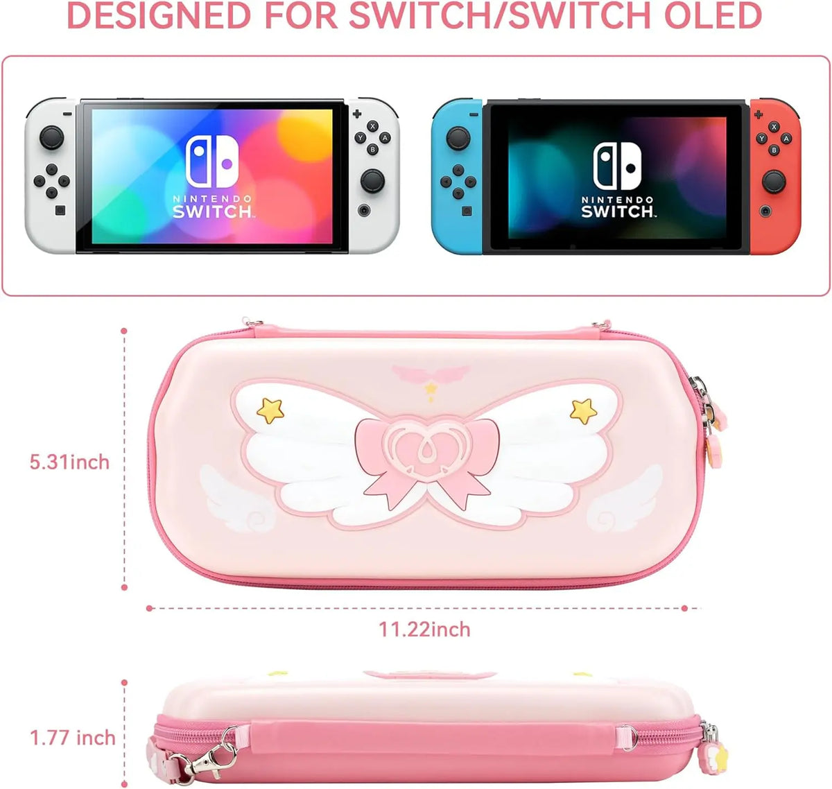 Geekshare Switch Carrying Case for Nintendo Switch/Oled,Portable Switch Case, Slim Hardshell Travel Carrying Case Fit Switch Console & Game Accessories - Star Wings Series
