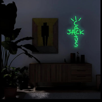 Jack Cactus Neon Sign – Dimmable Usb-Powered LED Wall Art with Hanging Chain, Perfect for Bedroom, Man Cave, Bar, Pub & Party Decor