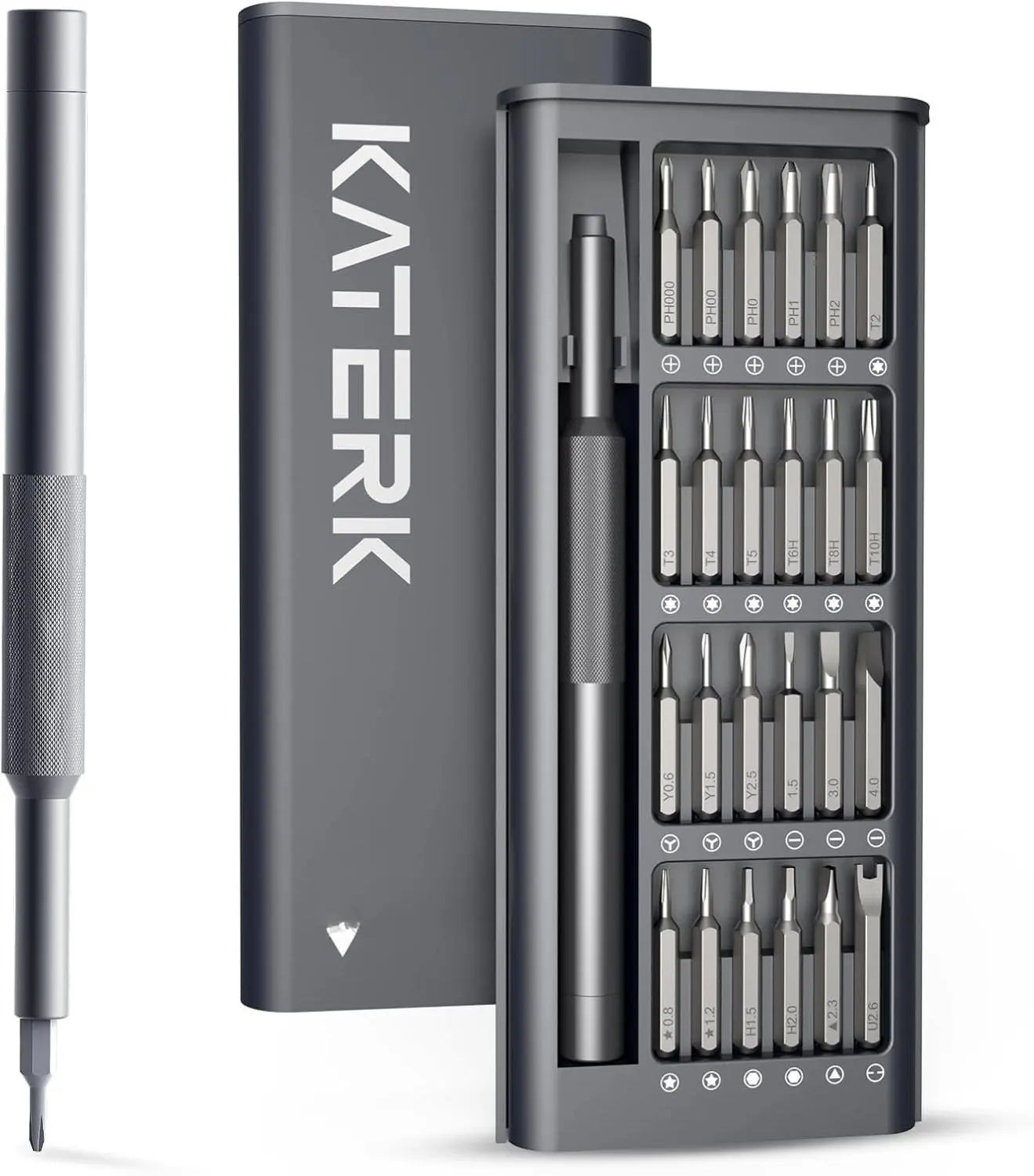 KATERK 25-In-1 Precision Screwdriver Set, Magnetic Small Screwdriver Set, Mini Repair Tool Kit for Phone, Computer, Watch, Laptop, Ring Doorbell, Eyeglass, Electronic, Prefect Gift for Men