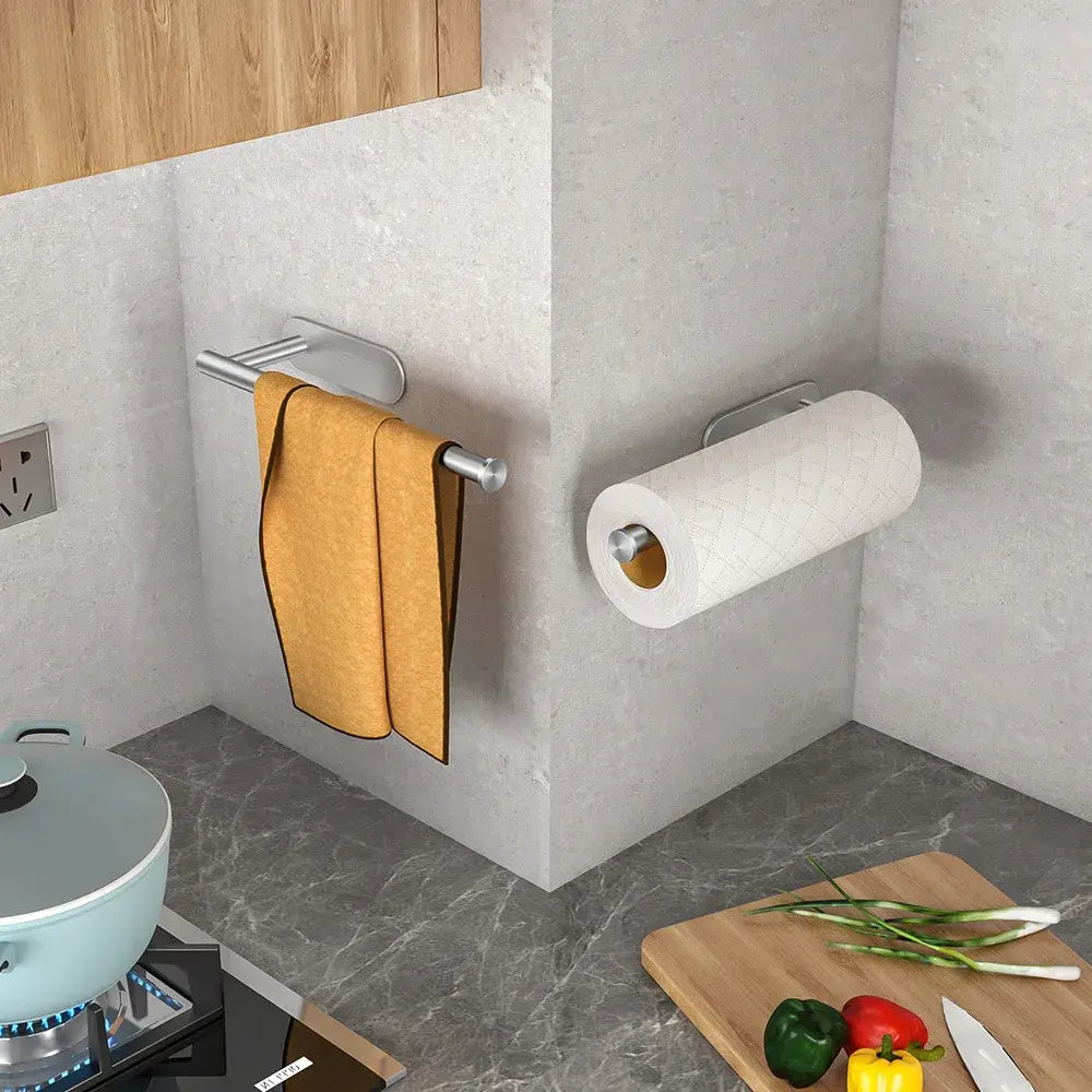 Paper Towel Holder——Easy-Install Toilet Paper Holder Self-Adhesive No-Drill Wall Mounted Stainless Steel Paper Roll Holder for Bathroom & Kitchen